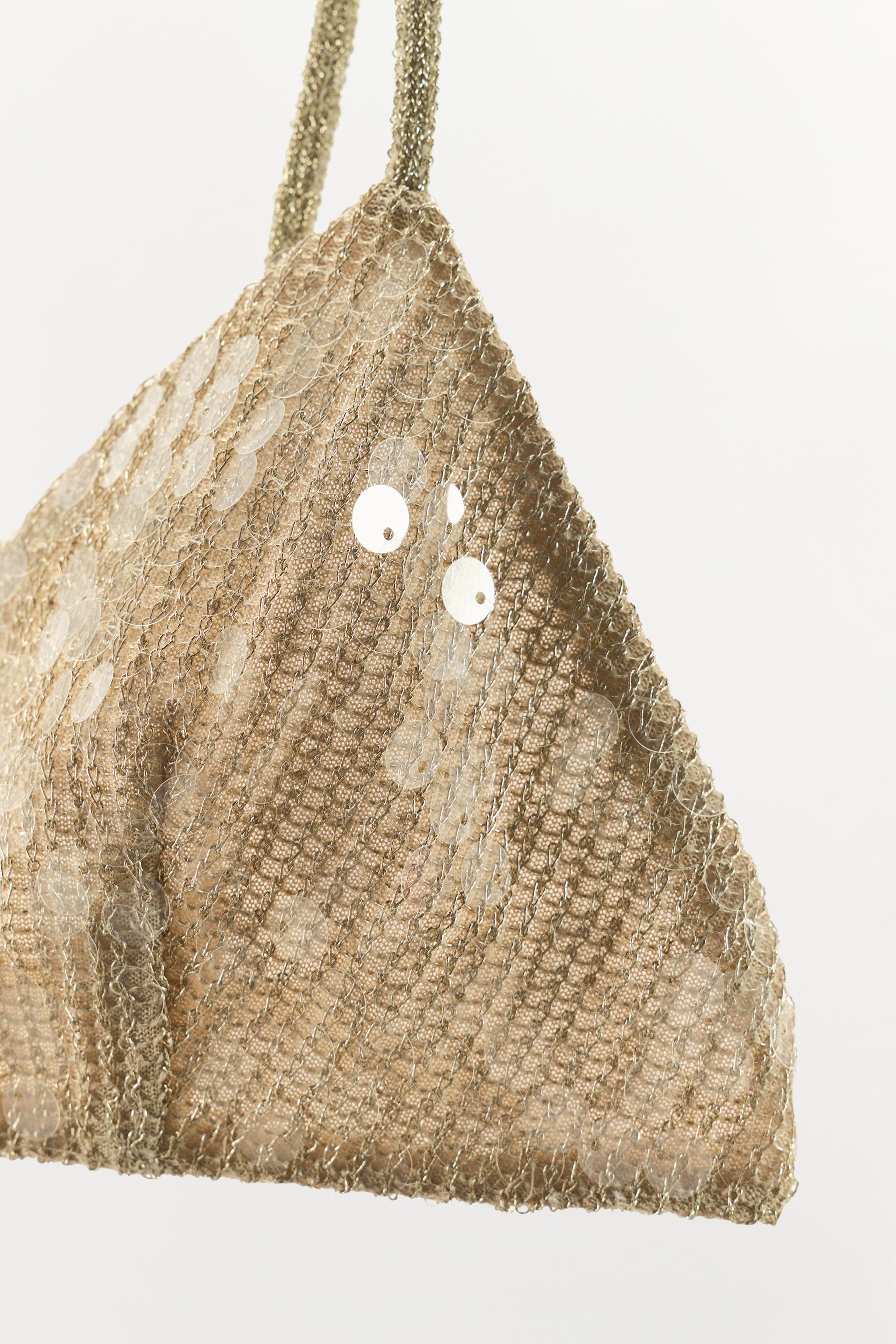 METALLIC THREAD SEQUIN TRIANGLE BRALETTE